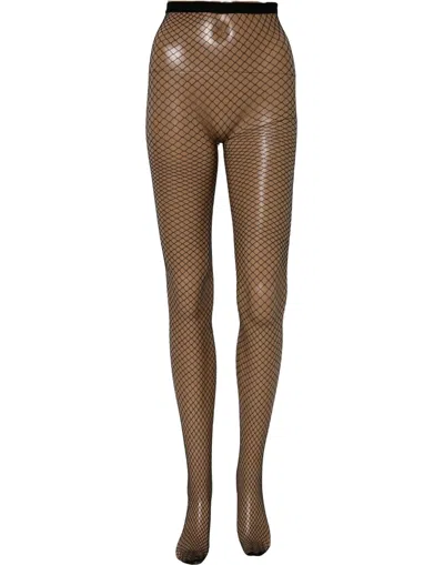 Dolce & Gabbana Fishnet Mesh Nylon Leggings In Black