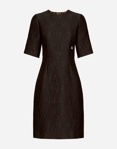 DOLCE & GABBANA FIT-AND-FLARE MIDI DRESS IN FLORAL JACQUARD