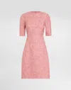 Dolce & Gabbana Floral-jacquard Midi Dress In Pink