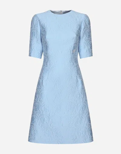 DOLCE & GABBANA FIT-AND-FLARE MIDI DRESS IN FLORAL JACQUARD