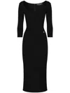 Dolce & Gabbana Viscose Jersey 3/4 Sleeve Midi Dress In Black