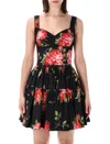Dolce & Gabbana Top Nero In Seta Con Stampa Floreale Dolce E Gabbana In Black