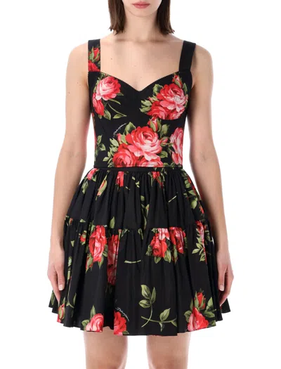 DOLCE & GABBANA DOLCE & GABBANA FITTED BUSTIER TOP FOR WOMEN - ELEGANT ROSE BOUQUET PRINT - SIZE 40