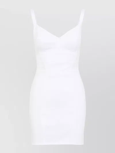 Dolce & Gabbana Fitted Dress Lace Detailing Spaghetti Straps Neckline In White