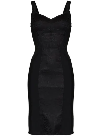 Dolce & Gabbana Fitted Dress With Textured Panels In Black