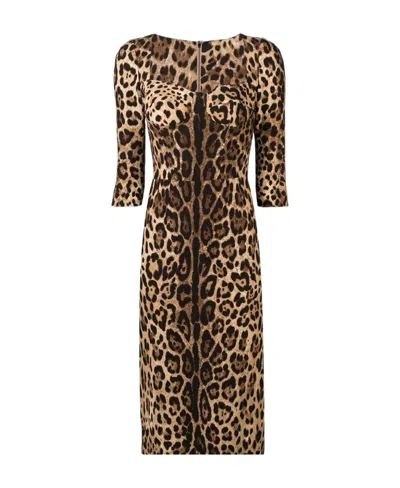 DOLCE & GABBANA DOLCE  GABBANA LEOPARD PRINTED DRESS