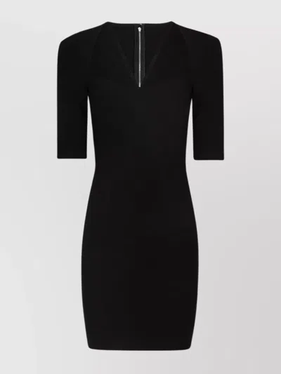 Dolce & Gabbana Fitted Silhouette Short Sleeve Wide Neckline Dress In Black