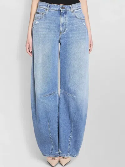 Dolce & Gabbana Five Pocket Denim Barrel Leg Trousers In Blue