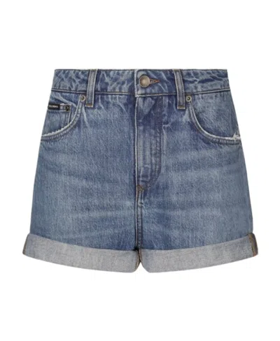 Dolce & Gabbana Five-pocket Denim Shorts In Gray