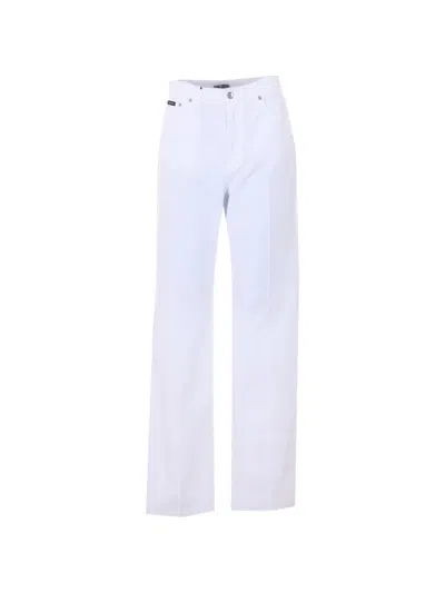 Dolce & Gabbana Five-pocket Logo Jeans In White
