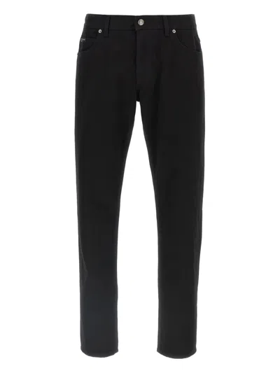 Dolce & Gabbana Five-pocket Logo-plaque Jeans In Black