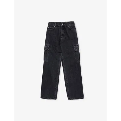 Dolce & Gabbana Kids' Black Five-pockets Brand-plaque Denim Jeans 8-12 Y