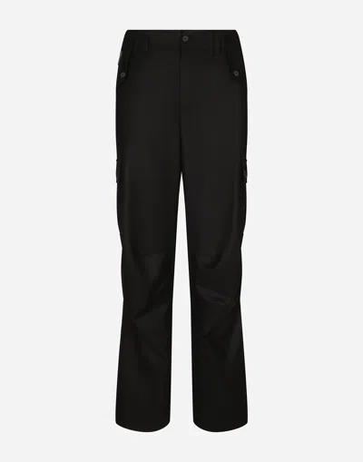 Dolce & Gabbana Flannel Cargo Pants In Black