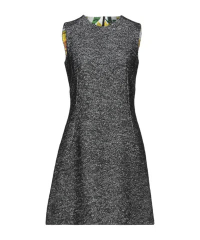 Dolce & Gabbana Flannel Flared Dress In Black