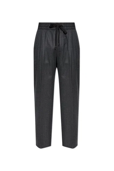 Dolce & Gabbana Flannel Jogging Pants In Melange Grigi