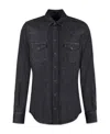 Dolce & Gabbana Black Washed Cotton Snap Long Sleeve Casual Shirt In Black