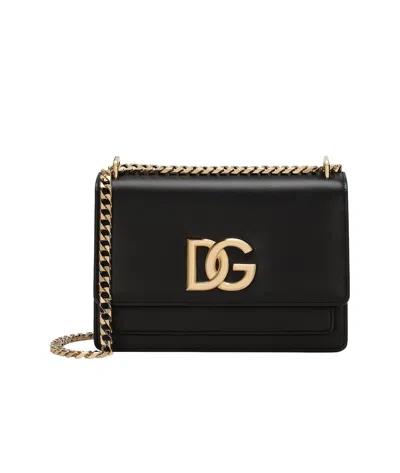Dolce & Gabbana Logo-plaque Leather Crossbody Bag In Black