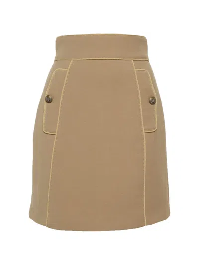 Pre-owned Dolce & Gabbana Flap-pocket Mini Skirt In Neutral