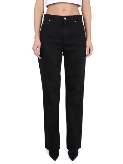 Dolce & Gabbana Straight Medium Waist Denim Jeans In Black
