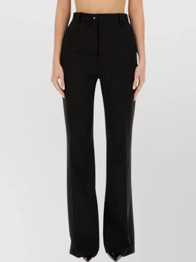 Dolce & Gabbana Flare Leg Trousers With Pockets And Belt Loops In Black