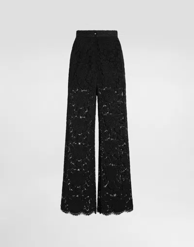 Dolce & Gabbana Flared-leg Lace Pants In Black