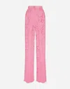 Dolce & Gabbana High Rise Flared Lace Pants In Pink