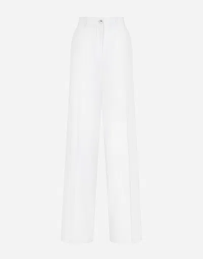 DOLCE & GABBANA FLARED COTTON GABARDINE PANTS