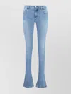 Dolce & Gabbana Flared Faded Wash Denim Trousers With Belt Loops In Blue