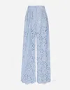 Dolce & Gabbana Flared Floral Lace Pants In Purple