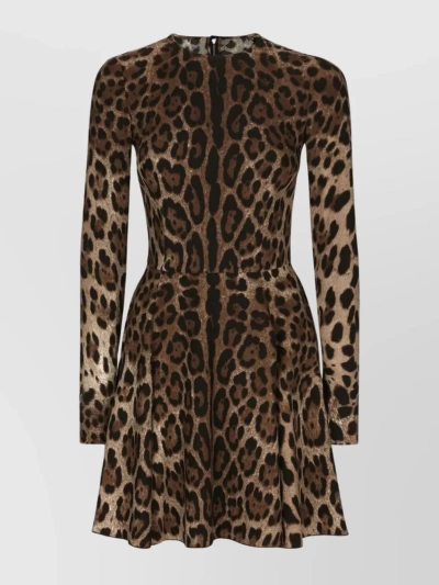 Dolce & Gabbana Flared Hem Animal Print Dress In Black