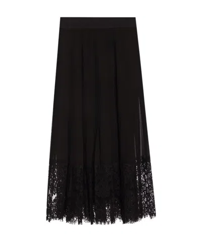 Dolce & Gabbana Flared Lace-hem Skirt In Black