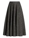 Dolce & Gabbana Midi Circle Skirt In A Dotted Wool Blend In Gray