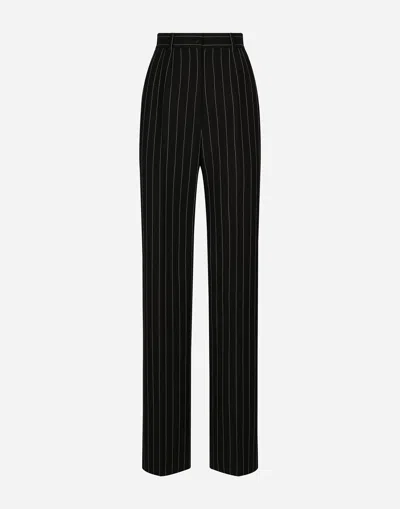 DOLCE & GABBANA FLARED PINSTRIPE WOOL PANTS