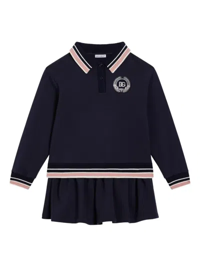 Dolce & Gabbana Kids' Flared Polo Dress In Black