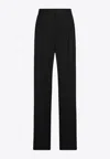Dolce & Gabbana Tuxedo Stripe Wide Leg Wool Trousers In Black