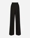 Dolce & Gabbana Flared Wool Jacquard Pants With Dg Logo In Black