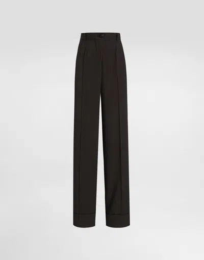 Dolce & Gabbana Flared Woolen Pants In Black