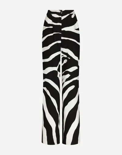 Dolce & Gabbana Flared Zebra-print Cady Pants In Multicolor