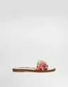 Dolce & Gabbana Flat Canvas Sliders With Flower And Dg Logo Print In プリ