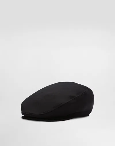 DOLCE & GABBANA FLAT CAP IN WOOL CANVAS