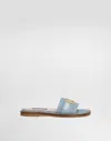 Dolce & Gabbana Flat Denim Sliders With Dg Logo In Multicolor