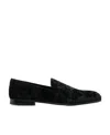 Dolce & Gabbana 'vivaldi' Black Loafers With All-over Logo Lettering In Black