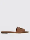 Dolce & Gabbana Brown Leather Slides With Dg Logo In Multi