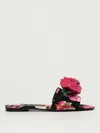Dolce & Gabbana Rose Embellished Printed Flat Sandals