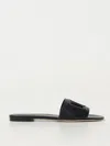 Dolce & Gabbana Black Flats With Cut-out Band And Dg Logo In Soft Rubber Woman In 黑色