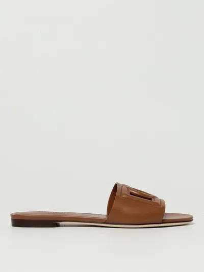 DOLCE & GABBANA FLAT SANDALS DOLCE & GABBANA WOMAN COLOR BROWN,H14621032