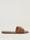 Dolce & Gabbana Women Camel Calf Leather Bianca Slides In Multi