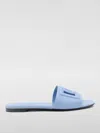 Dolce & Gabbana Women's Leather Slides With Cut-out Logo In Hellblau