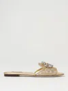 Dolce & Gabbana Rainbow Slides In Gold Lurex Lace With Brooch