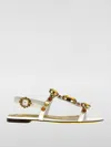 Dolce & Gabbana Bianca Crystal-embellished Patent-leather Sandals In Bunt